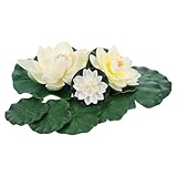 BIUDECO 人工浮遊蓮の花 自然な外観の人工睡蓮と蓮の葉 耐候性に良い池 水槽用浮遊植物の装飾 9個セット