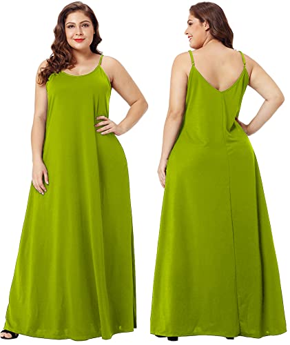 Image of Wolddress Womens Maxi Dress with Pockets 2026 Casual Strap Plus Size Loose Plain Long Office Summer Beach Travel Dresses S-5X