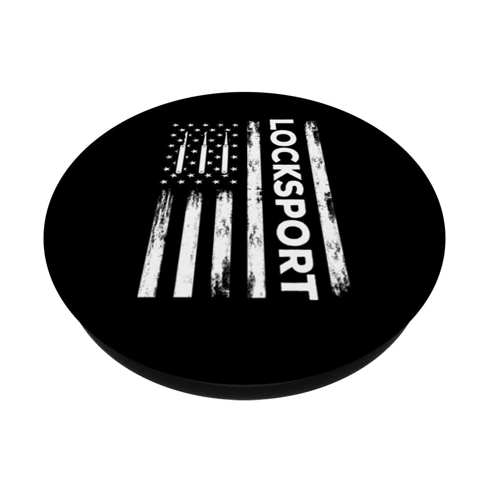 USA Locksport Design For Locksmith Locksmithing USA Flag PopSockets Swappable PopGrip, Black - Image 2