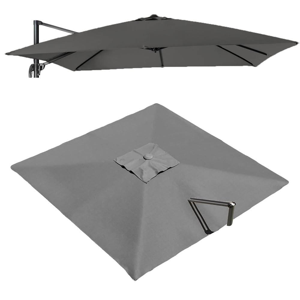 VLKLPZAHAK 8x8ft Square Cantilever Umbrella Replacement Canopy Patio Umbrella Top Cover Outdoor Market Umbrella Replacement Cloth(Grey,2.5x2.5m (8.2x8.2ft)) — image 1