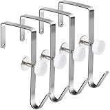 ドア掛けフック4個パック、調節可能、幅1.18~1.97インチ。浴室、リビングルーム、キッチン、衣類、タオル、バッグなどの引っかき傷防止ドアハンガーフック。