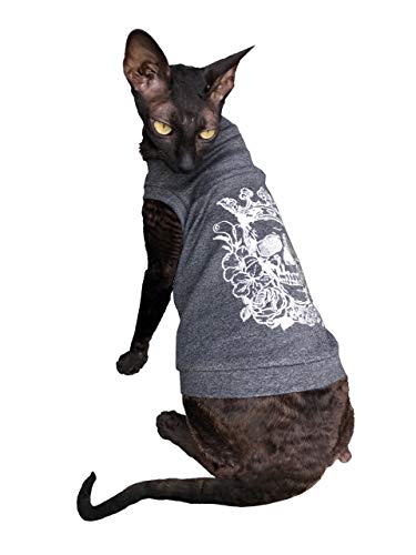 Kotomoda sphynx Cat's T-shirt embroidery SILVER CROWN Scull # 3 (S) - Image 3