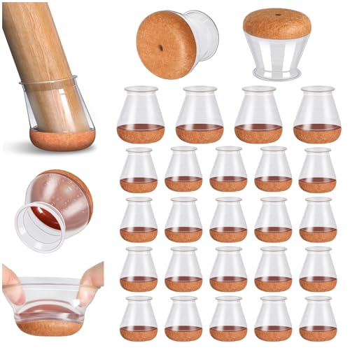 PISAO 24 Pcs Chair Leg Floor Protectors, Silicone Chair Leg