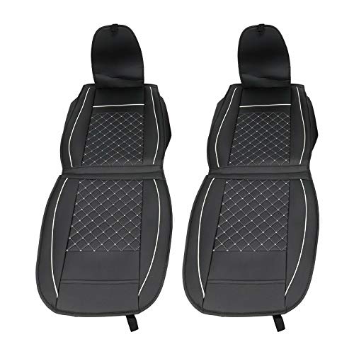 Magqoo Universal Pu Leather Car Seat Cover Full Set 5-Seat Front&Rear Cushions Full Seat With Pillows Fit For Suv Truck Van Year Round Use (Black/White Line) #TOP6