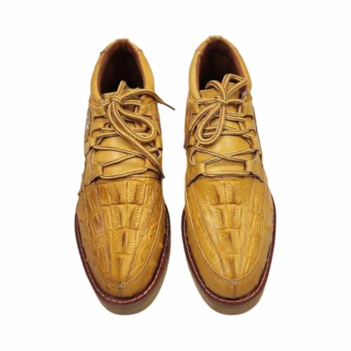 Men Genuine Cowhide Crocodile/Ostrich Print Western Tennis Laces Shoes Work Shoes2