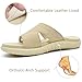 KuaiLu Womens Fashion Orthotic Slides Ladies Lightweight Athletic Yoga Mat Walking Sandals Slip On Thick Cushion Recovery Slippers Sandles Comfortable Plantar Fasciitis Arch Support Beige Size 10