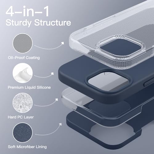 Image of JETech Silicone Case for iPhone 15 Pro, Storm Blue | Silky Soft Touch, Shockproof Cover, Scratch Resistant, Microfiber Lining