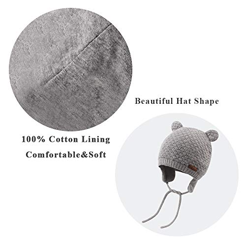Xiaohawang Warm Baby Hat Cute Bear Toddler Earflap Beanie For Fall Winter (0-7Months, Grey) #TOP4