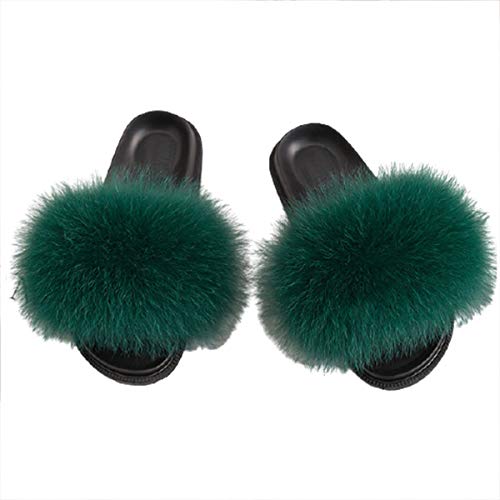 Zapatillas para Mujer de Suaves Pelo Sintético Chinelas Mujer Verano Punta Abierta Peludo Acogedor Pantuflas Antideslizante Slippers #9-40/41 EU