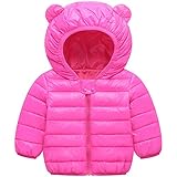 WUSENST Baby Boys Girls Winter Coats Hoods Light Puffer Down Jacket Outwear with Pockets Rose Red
