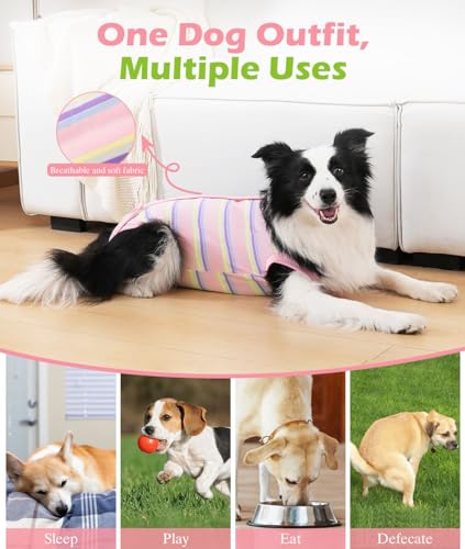 Image of VavoPaw Dog Surgery Suit, Soft Breathable Dog Onesie for Surgery, Dog Bodysuit for Female Male Puppies, Puppy Cone E-Collar Alternative for Wounds Skin Diseases After Surgery, XXL, Pink