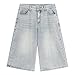 DOSLAVIDA Jean Shorts Men Baggy Jorts Casual Capri Denim Shorts Y2k Loose Long Jorts Vintage Fashion