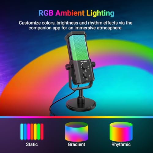 Image of NEEWER UM01 AI Noise Canceling USB Microphone, Plug & Play Cardioid RGB Condenser Mic Mute /Music Sync /App Control for Android Windows PC Mac PS4 /5 Gaming Recording Streaming Podcasting Studio Computer