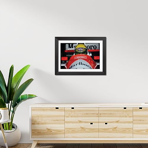 Image of TenorArts Ayrton Senna Poster F1 Driver Poster Formula One Photo Frame Painting with Matt Finish Dark Black Texture (12 inches x 9inches)