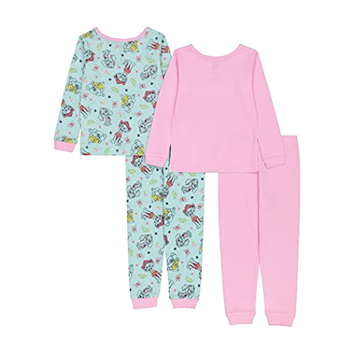 Nickelodeon Girls' Paw Patrol | Baby Shark | Blue's Clues & You 4-Piece Snug-Fit Cotton Pajamas Set, Wild and Free 2, 2T2
