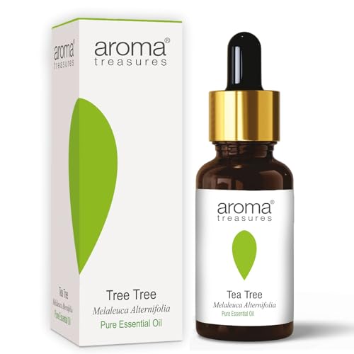 Image of Aroma Treasures Tea Tree essential oil 100% Pure, multipurpose essential oil for acne, hair, skin, body, dandruff (30ml)