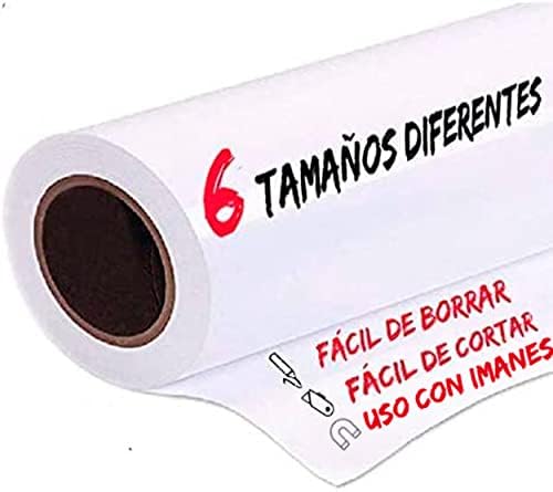 Pizarra adhesiva blanca magnética. Rollo pizarra profesional autoadhesiva. Vinilo para uso con imanes, lámina blanca para rotuladores ideal para colegios, oficinas, hogares, cocina. (200 x 120 cm)