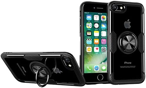 SORAKA Case for iPhone SE 2020/iPhone 8/iPhone 7 with 360 degree rotation Ring Stand Soft Slim Fit Silicone Case Shockproof Anti-fingerprint Case with Metal Plate for Magnetic Car Phone Holder