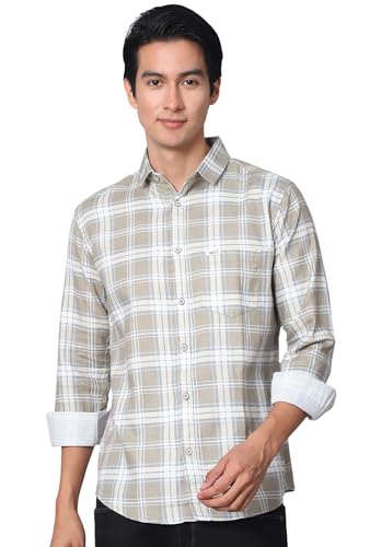 Image of Majestic Man Men Comfort Slim Fit Opaque Checked Cotton Casual Shirt