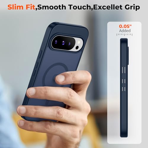 Image of SUPFINE Magnetic for Google Pixel 10 Pro Case /Pixel 10 Case with Screen Protector, (Built-in Magnets) ((Military Grade Drop Protection) Slim Translucent Shockproof Phone Case,Sapphire Blue
