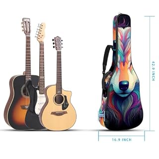 JRHEJTFZ Housse pour guitare acoustique de 1,9 cm d’épaisseur – Imperméable – Durable et élégant – Motif loup de dessin animé avec fleur violette, Multicolore., 42.9×16.9×4.7 in, Motif imprimé - Les Beatles, Paul McCartney, John Lennon, RIngo Starr, George Harrison JRHEJTFZ Housse pour guitare acoustique de 1,9 cm d'épaisseur - Imperméable - Durable et élégant - Motif loup de dessin animé avec fleur violette, Multicolore., 42.9x16.9x4.7 in, Motif imprimé – Image 5