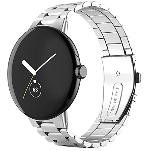 INGIDO Compatible Pixel Watch 2023 Band, Stainless Steel Metal Wristband for Google Pixel Watch 2 2023 (Silver)