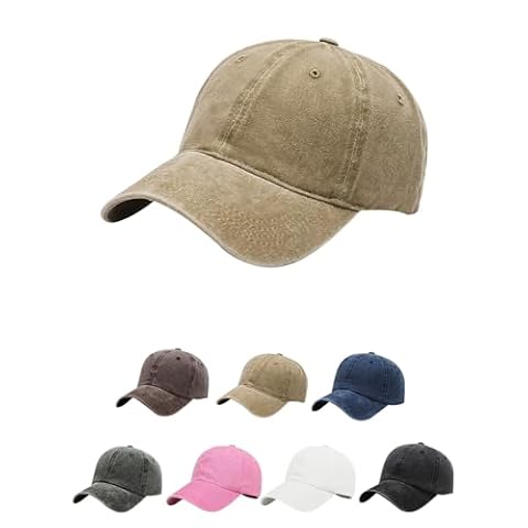 Aomig Czapka z daszkiem dla mężczyzn i unisex, vintage, typu „dad cap”, w stylu polo, czapka bejsbolowa, 100% bawełniany denim, regulowana, sportowa, oddychająca, letnia czapka przeciwsłoneczna, Khaki