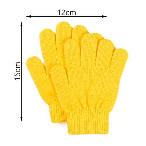 Kids Mittens Thickened Knitted Gloves Breathable Windproof Yellow2