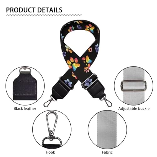 Image of Coldinair Colorful Dog Paw Purse Straps Replacement Crossbody Bag Strap Wide Shoulder Strap Guitar Strap Purse