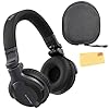 Pioneer DJ HDJ-CUE1 DJ Headphones - Black Bundle with Case and Austin Bazaar Polishing Cloth