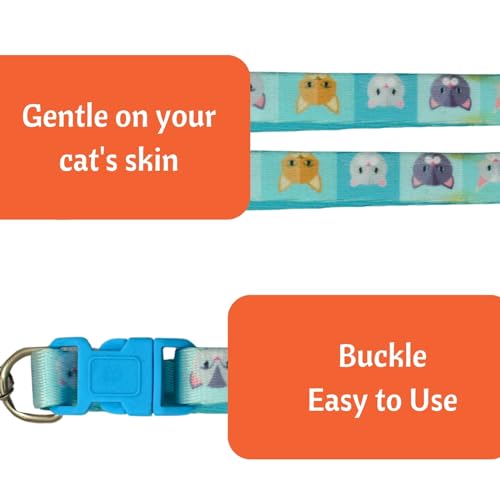 Image of Emily Pets Cat Collar with Bell, Solid & Safe Collars for Cats, Nylon, Mixed Colors, Pet Collar, Breakaway Cat Collar, Free Replacement (Coloy mey Vary, 1 Piece)
