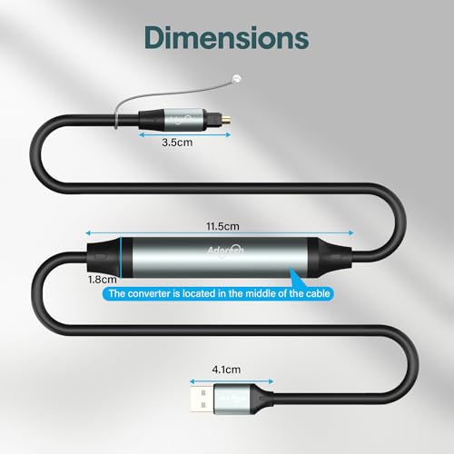 Câble audio optique numérique USB vers Toslink de 4,6m Adoreen pour PC et PS5