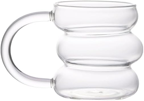 PEKJI Creative Shaped Glass Cup ice Coffee Glasses Clear Glassware Milk Tea Cup Juice Beverage Cup Cocktail Glasses 430ml