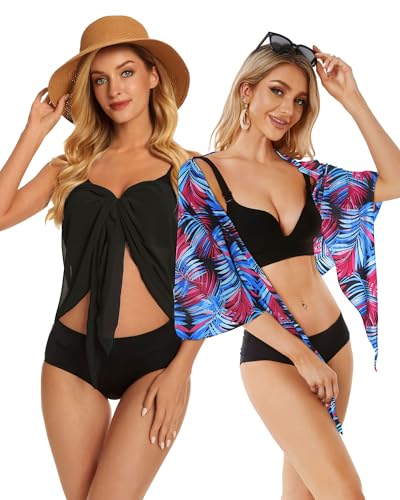 Image of CHICGAL 2 Pieces Women Beach Sarong Bathing Suit Wrap Skirt Sheer Bikini Swimsuit Cover Ups for Swimwear