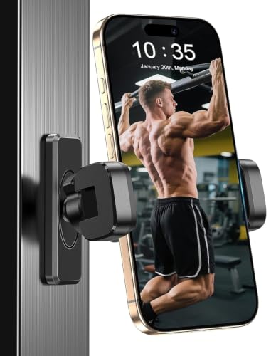 Image of OQTIQ SUCGLES Gym Magnetic Phone Holder, 360 Adjustable Strong Magnetic Mobile Mount, Tripod & Fill Light Compatible, Universal Workout Phone Holder for Gym Equipment, Fitness & All Smartphones