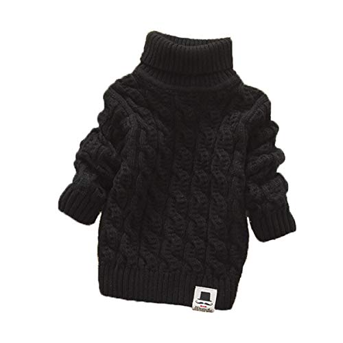 MODNTOGA Baby Boys Girls Turtleneck Sweaters Long Sleeves High Collar Twist Sweater Soft Warm Children's Sweater Keep Warm (Black, 2-3T)