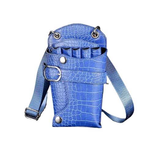 Ciseaux de coiffure bleu à 5 positions avec sac banane et trousse pour les animaux