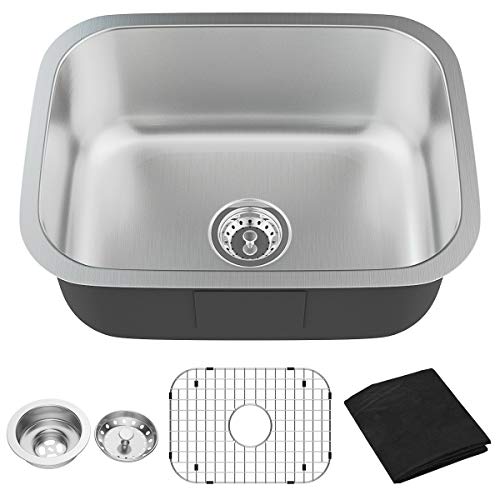 Creative Product Giantex Single Bowl Kitchen Sink 16 Gauge Stainless Steel Undermount Wash Sink with 9” Deep (23''Lx18''Wx9''H)