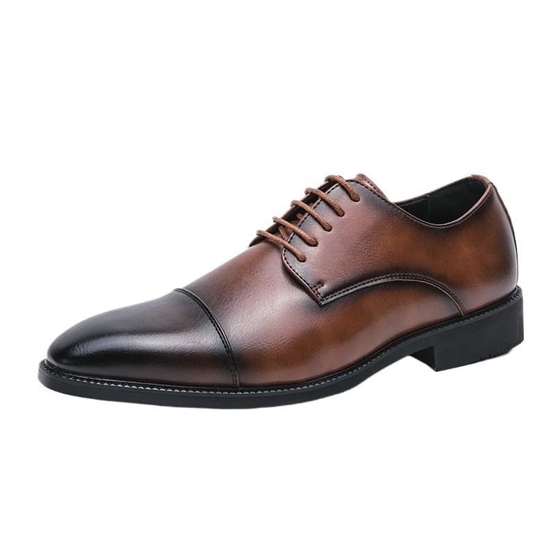 Fashion Dark Brown Men Shoes, Leather Oxfords for Men, Elegant Comfortable Dress Office Man Shoes, Pointed Toe Lace-up Leather Shoes