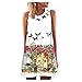 Auifor✿ Vestito Corto da Donna, Estivo, Senza Maniche, Stile Bohémien D-White M