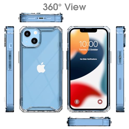 Image of Pikkme Back Cover for iPhone 13 / iPhone 14 PC + TPU Transparent Hybrid Shock Absorption Bumper Case (Transparent)
