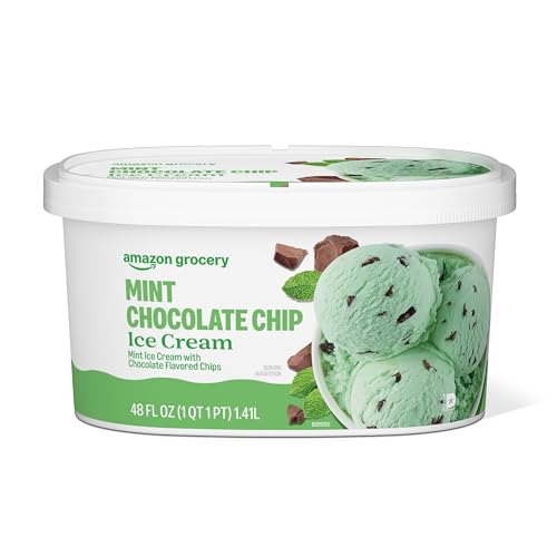 Amazon Grocery, Mint Chocolate Chip Ice Cream, 48 Fl Oz