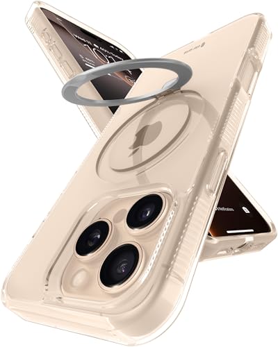 Image of eller sante Solarix Magpro Back Cover Case for iPhone 16 Pro Max with Magnetic Alloy Ring Metal Kickstand Camera Protector TPU Shockproof 10ft Drop Protection Compatible with Mag-Safe- Clear