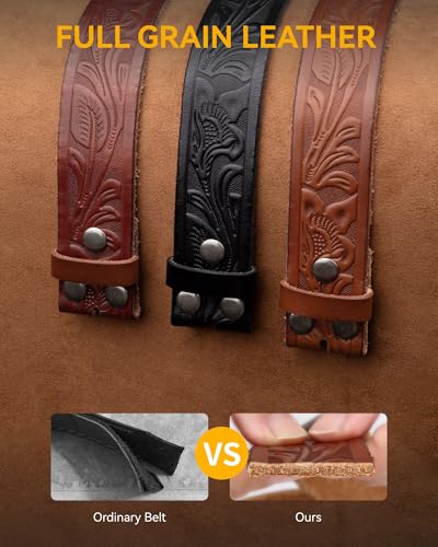 Image of CHAOREN Western Belts for Men without Buckle - Cowboy Belt 1.5 inch Full Grain Leather Belt for Jeans - One Solid Piece Leather