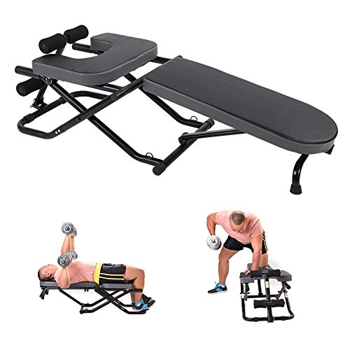 Weight Bench, Heavy Duty Sit Up Bench Flat/Incline/Decline Bench Fitness Yoga Inversion Table Chair Folding Multi-functional Bench Utility Exercise Workout Equipment Load up to 330lbs for Home Gym