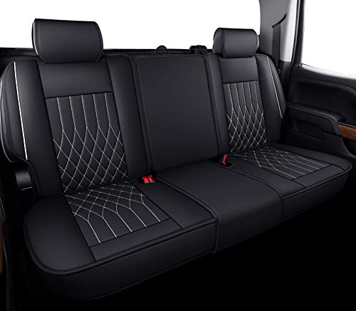 Image of Aierxuan Chevy Silverado GMC Sierra 1500 Seat Covers Full Set (Black-White)