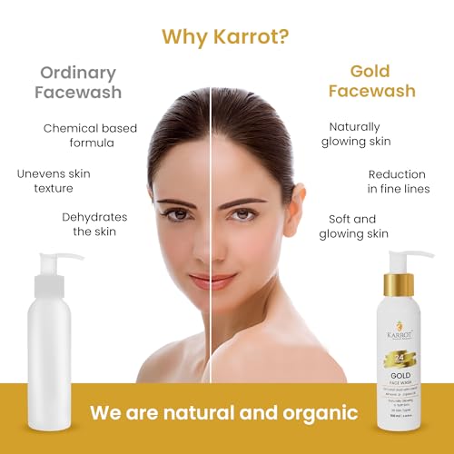 Karrot-Natural-Skincare-24K-Gold-Face-Wash-for-Glowing-Skin-Boosts-Radiance-24-Carat-Gold-with-Hyaluronic-Acid-Carrot-Almond-and-Jojoba-Oil-For-Women-and-Men-Suitable-for-All-Skin-Types-100-ml