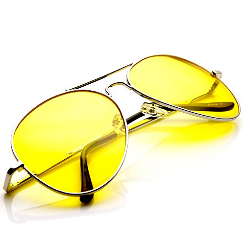 zeroUV Classic Metal Frame Yellow Tinted Night Driving Aviator Sunglasses4