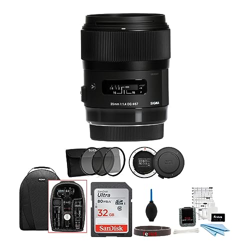 Sigma 35 mm f / 1.4 DG HSMレンズfor Canon DSLRカメラW / SIGMA USB Dock & 32 GB SDカードデラックス旅行バンドル