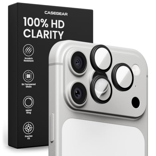 Image of CASEGEAR Clear Pro Camera Lens Protector Compatible With iPhone 17 Pro Max | HD Clarity | Scratch Resistant | Complete Coverage | Easy Installation | Black